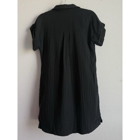 J. Crew Women’s Dress Size Small Black Crinkle Popover Collar Gauzy Relaxed - Picture 9 of 9